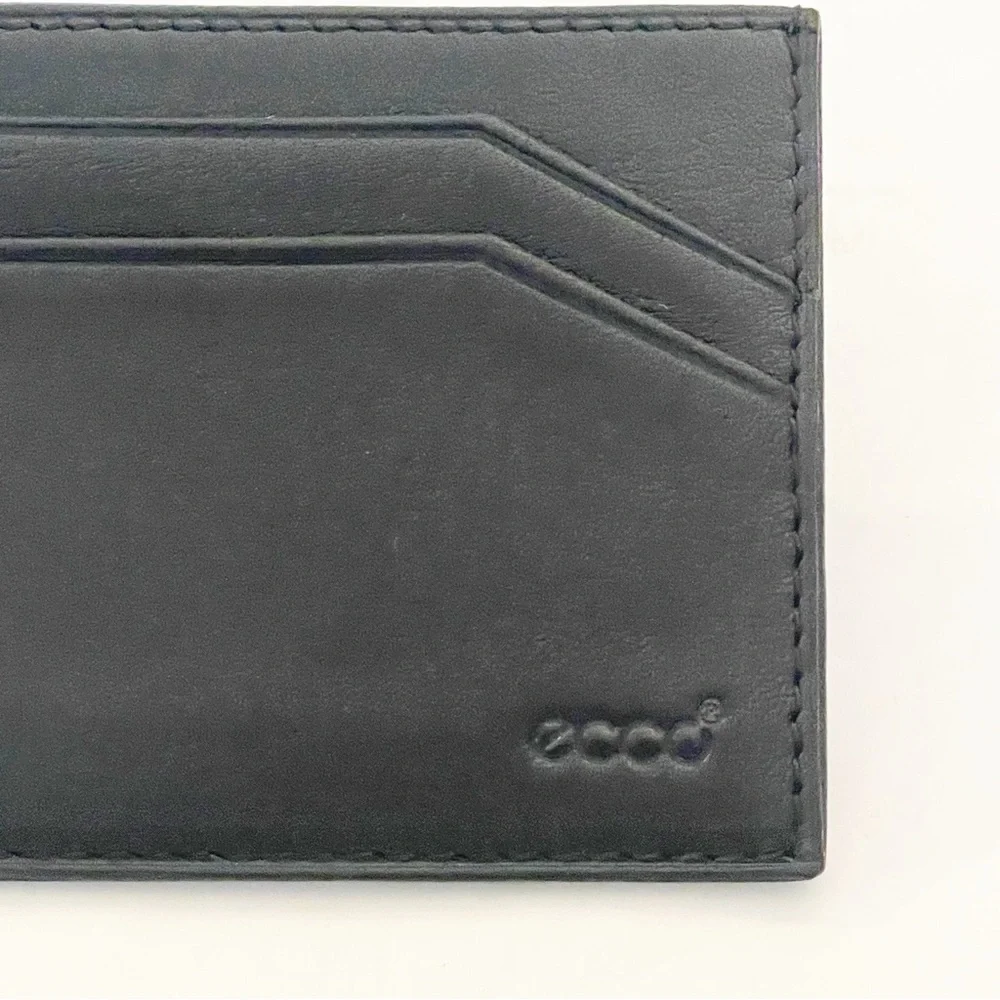 ECCO Black Leather Multi Card‎ Holder WALLET FORMAL CASE NEW
